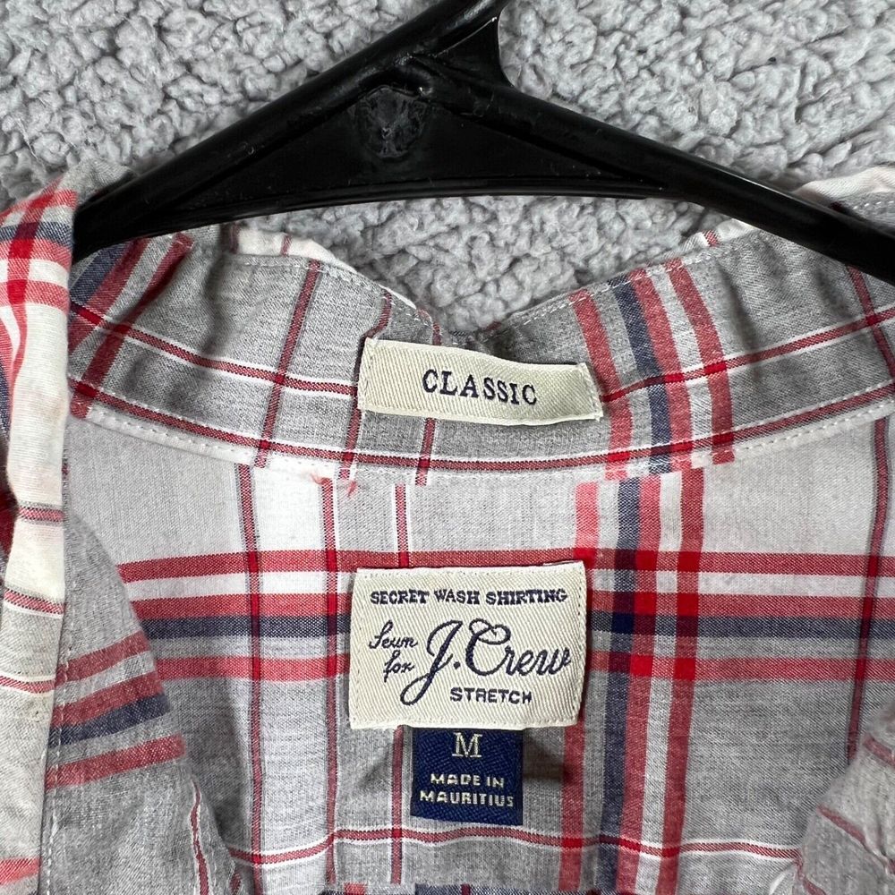 J Crew Shirt Mens Medium Red Gray Plaid Classic Casual Preppy‎ Button Down Adult - Picture 4 of 12
